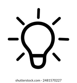 Light lamp icon. Bulb icon. Idea vector icon. Light Bulb on white background. Black light bulb icon with rays.