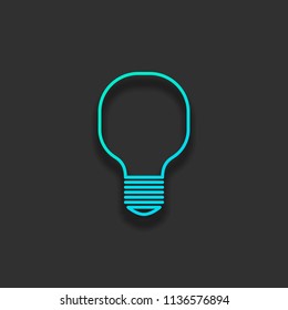 Light lamp icon. Colorful logo concept with soft shadow on dark background. Icon color of azure ocean