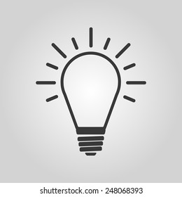 The Light lamp icon. Idea symbol. Flat Vector illustration