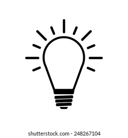 The Light lamp icon. Idea symbol. Flat Vector illustration