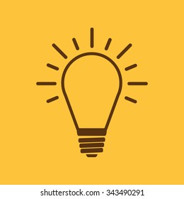 The Light lamp icon. Idea symbol. Flat Vector illustration