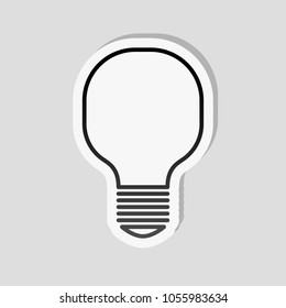 Light lamp icon. Sticker style with white border and simple shadow on gray background