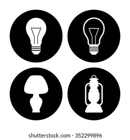 light lamp icons set