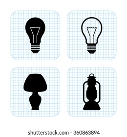 light  lamp icons set