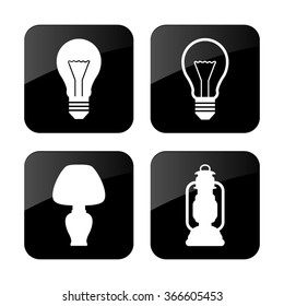 light  lamp icons set