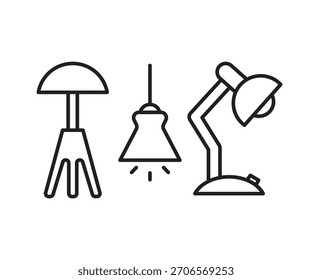 light lamp icons set line illustration vector