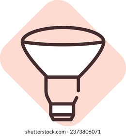 Leuchtlampe, Illustration oder Symbol, Vektorgrafik auf weißem Hintergrund.