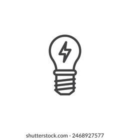 Light lamp line icon. linear style sign for mobile concept and web design. Light Bulb with lightning outline vector icon. Symbol, logo illustration. Vector graphics