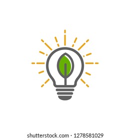 light lamp logo. green eco bulb icon design vector illustration