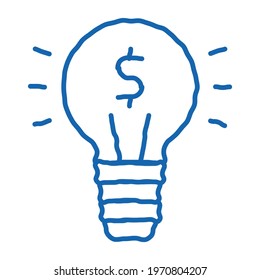 Light Lamp Money sketch icon vector. Hand drawn blue doodle line art Light Lamp Money isometric sign. isolated symbol illustration