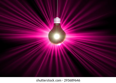light Lamp pink background, idea. LED lamp in the dark. star. ray. beam. aura. Spark