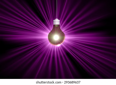 light Lamp purple background, idea. LED lamp in the dark. star. ray. beam. aura. Spark