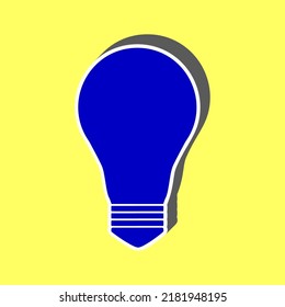 Light lamp sign. Blue Icon with white stroke in 3d at yellow Background. Illustration.