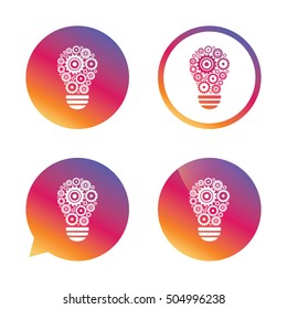 Light lamp sign icon. Bulb with gears symbol.