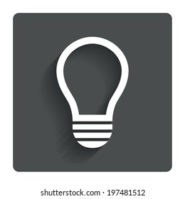 Light lamp sign icon. Idea symbol. Gray flat button with shadow. Modern UI website navigation. Vector