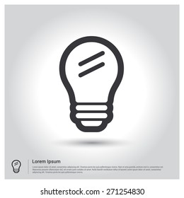 Light lamp sign icon. Idea symbol, pictogram icon on gray background. Vector illustration for web site, mobile application. Simple flat metro design style. Outline Icon. Flat design style