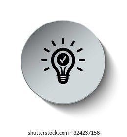 Light lamp sign icon. Idea symbol. Creative idea icon. Rounded button. Vector Illustration. EPS10
