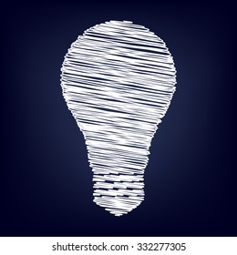 Light lamp sign icon. Idea symbol. Vector illustration with chalk effect  