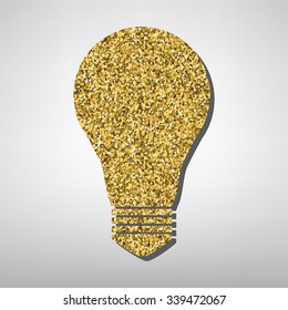 Light lamp sign icon. Idea symbol. Golden icon