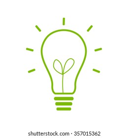 Light lamp sign icon. Idea symbol. green icon.