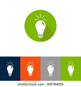 Light lamp sign icon. Idea symbol. Light is on. Colourful buttons. Vector. set of 5 colorful eco lamp signs