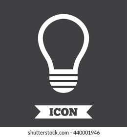 Light lamp sign icon. Idea symbol. Graphic design element. Flat lamp symbol on dark background. Vector
