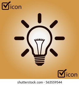 Light lamp sign icon. Idea bulb symbol. Flat design style.