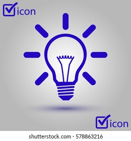 Light lamp sign icon. Idea bulb symbol. Flat design style.