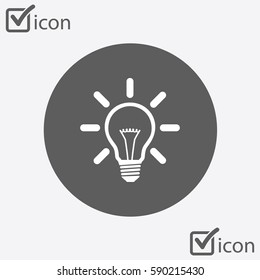 Light lamp sign icon. Idea bulb symbol. Flat design style.