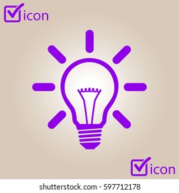 Light lamp sign icon. Idea bulb symbol. Flat design style.