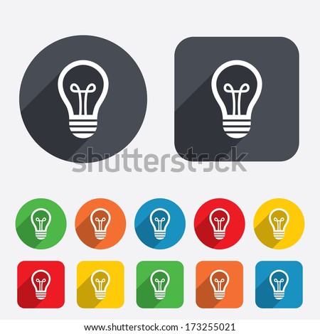 Light lamp sign icon. Idea symbol. Circles and rounded squares 12 buttons. Vector