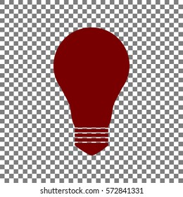 Light lamp sign. Maroon icon on transparent background.