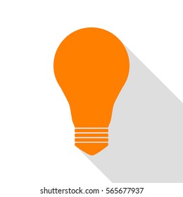 Light lamp sign. Orange icon with flat style shadow path.