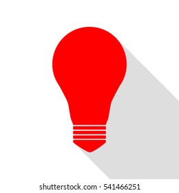 Light lamp sign. Red icon with flat style shadow path.