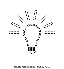 Light lamp sign. Vector. Black dashed icon on white background. Isolated.
