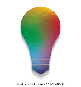 Light lamp sign. Vector. Colorful icon with bright texture of mosaic with soft shadow on white background. Isolated.