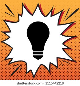 Light lamp sign. Vector. Comics style icon on pop-art background.