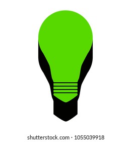 Light lamp sign. Vector. Green 3d icon with black side on white background. Isolated.