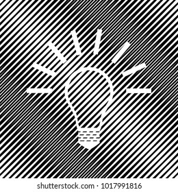 Light lamp sign. Vector. Icon. Hole in moire background.