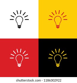 Light lamp sign. Vector. Icons of german flag on corresponding colors as background.