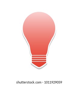 Light lamp sign. Vector. Reddish icon with white and gray shadow on white background. Isolated.