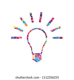 Light lamp sign. Vector. Stained glass icon on white background. Colorful polygons. Isolated.