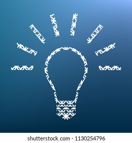 Light lamp sign. Vector. White textured icon at lapis lazuli gradient background.