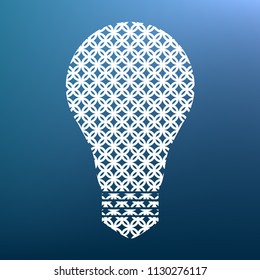 Light lamp sign. Vector. White textured icon at lapis lazuli gradient background.