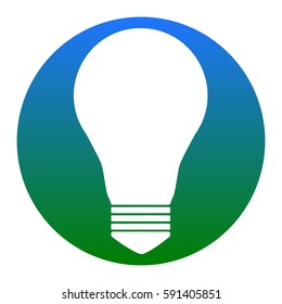 Light lamp sign. Vector. White icon in bluish circle on white background. Isolated.