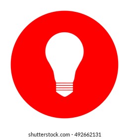 Light lamp sign. White icon on red circle.