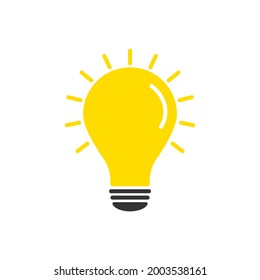 Light lamp simple line icon. Idea symbol.Light bulb yellow icon in flat design.Outline and filled vector icon.