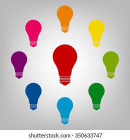 Light lamp vector sign. Icons colorful set