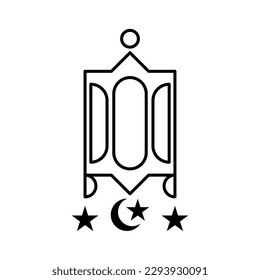 light lantern islamic outline icon button vector illustration