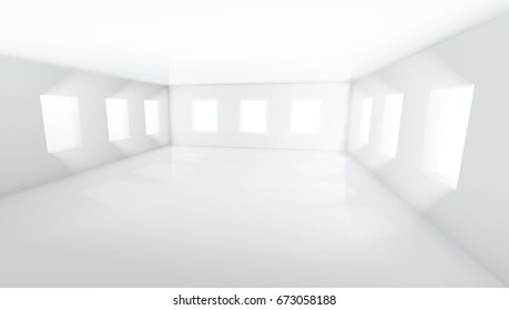 Light Large Empty Room With Windows. EPS10 Vector